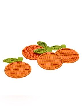 🆕Tabletops Gallery Plastic Woven Orange Coasters